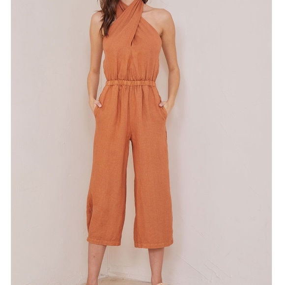 Bella Dahl Pants - Bella Dahl Halter Wrap Neck Jumpsuit Cropped Leg Jumper NWT
